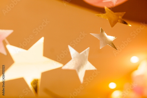 Abstract blur golden Pentagram background