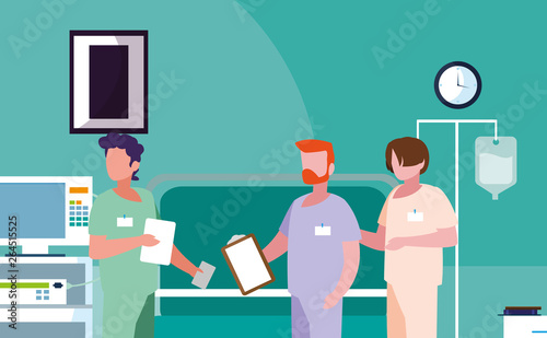male medicine workers in operating theater