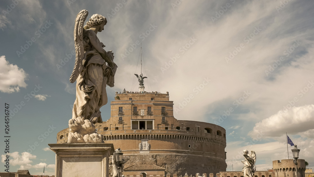 angel statue close up at castel santangelo, rome