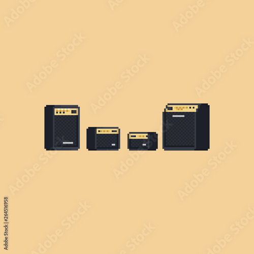 Pixel amplifier speaker set.Music elements.8bit.