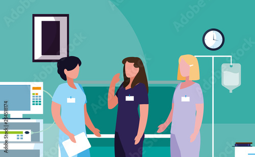 female medicine workers in operating theater