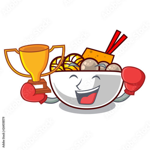 Boxing winner meatballs are served in cartoon bowl