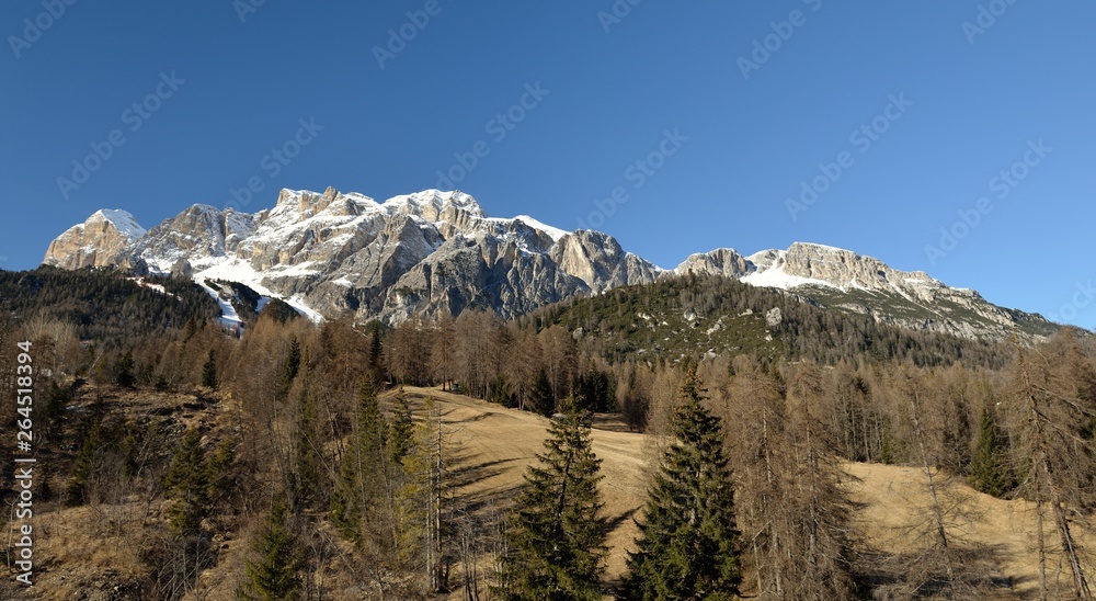 Winter landscape of Dolomites, Italy near Cortina d'Ampezzo