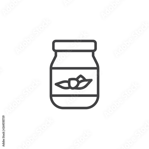 Jam jar line icon. linear style sign for mobile concept and web design. Glass jar jam outline vector icon. Symbol, logo illustration. Pixel perfect vector graphics