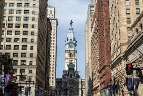 Closeup clock tower of Philadelphia city hall at afternoon, Architecture and building with tourist concept © THANANIT