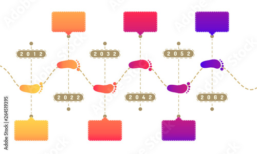 footprint way roadmap timeline elements with markpoint graph think search gear target icons. vector illustration eps10