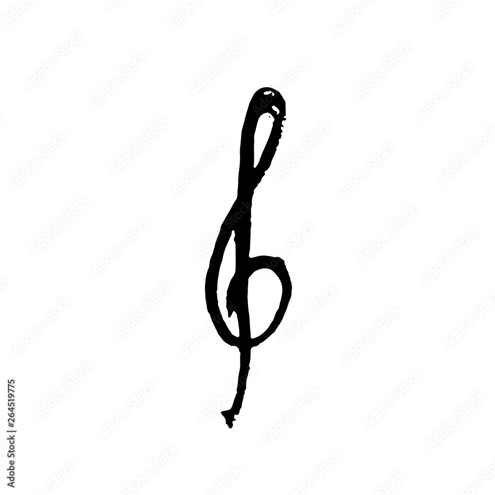 Treble clef icon. Grunge brush vector illustration. Treble clef icon. Grunge brush vector illustration.