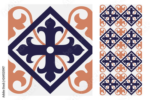 vintage tiles patterns antique seamless design in Vector illustration
