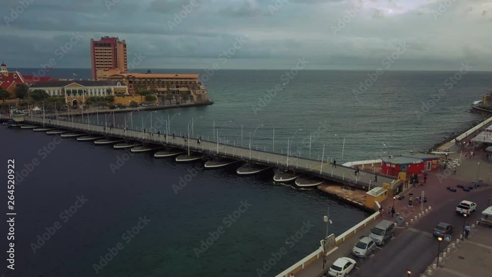 Passing over the famous floating bridge of Curacao looking onto the van der Valk Plaza Hotel Passing over the famous floating bridge of Curacao looking onto the van der Valk Plaza Hotel