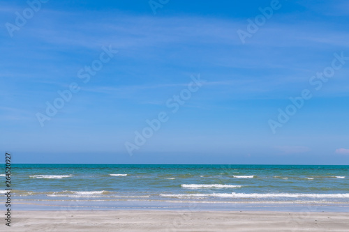 Beach, blue sea and sky on sunny day for background