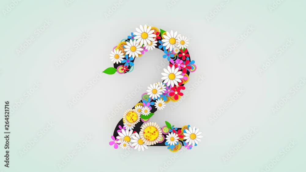 Numerical digit floral animation, 2. Numerical digit floral animation, 2.