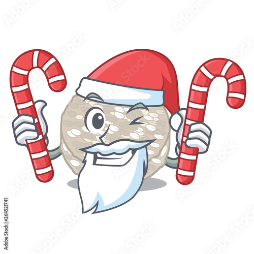 Santa with candy rice cakes isolated in the mascot