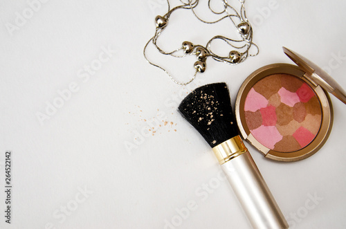 set of cosmetics on white background
