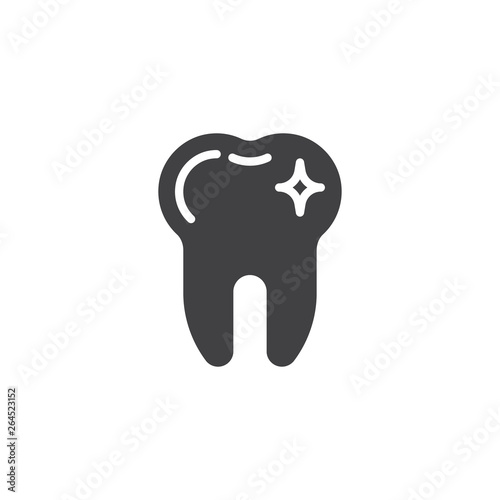 Clean tooth vector icon. Teeth shine filled flat sign for mobile concept and web design. Healthy tooth glyph icon. Dentistry, stomatology and dental care symbol, logo illustration. Pixel perfect 