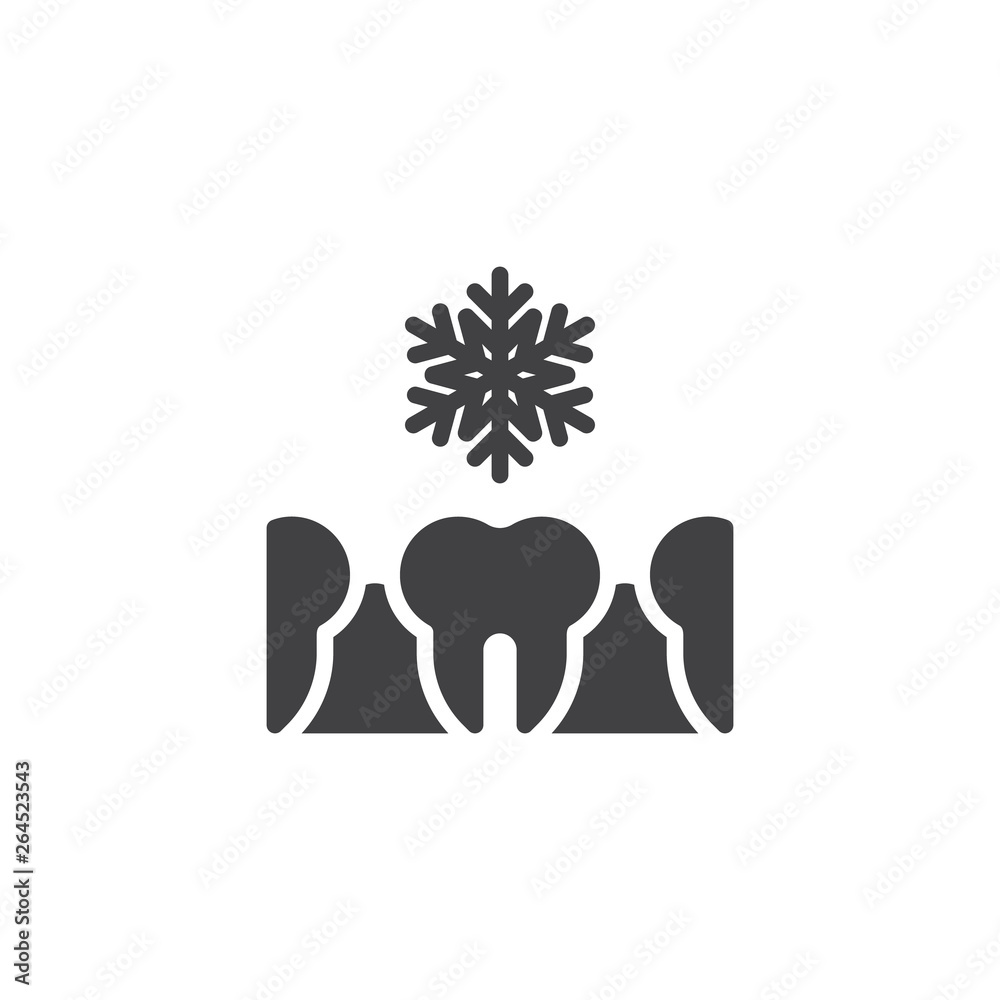 Cold sensitive teeth vector icon. filled flat sign for mobile concept and web design. Tooth sensitive to coldness glyph icon. Dental care symbol, logo illustration. Pixel perfect vector graphics Cold sensitive teeth vector icon. filled flat sign for mobile concept and web design. Tooth sensitive to coldness glyph icon. Dental care symbol, logo illustration. Pixel perfect vector graphics