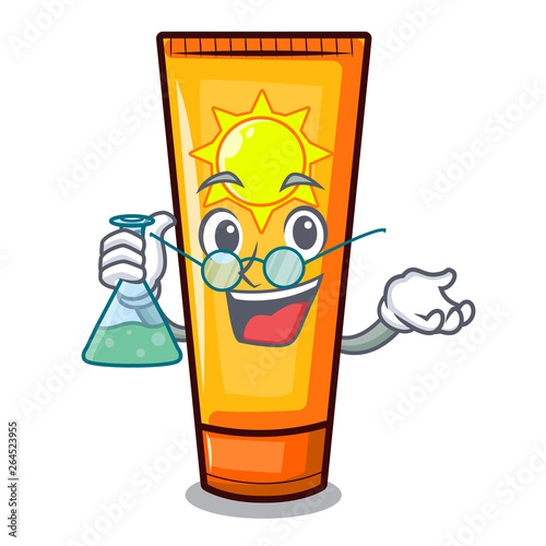 Professor sun cream isolated in the character