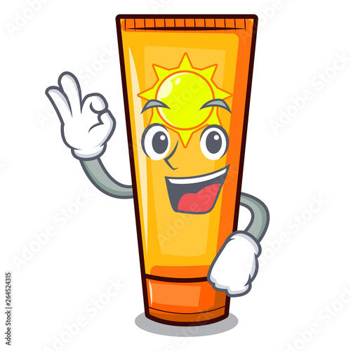 Okay sun cream isolated in the character