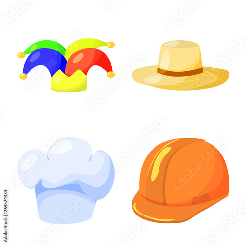 Isolated object of headgear and napper sign. Collection of headgear and helmet stock vector illustration.