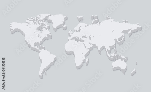Abstract world map. White 3d silhouette.