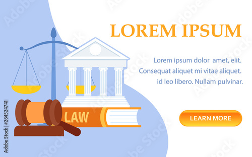 Law School Symbols Landing Page Vector Template