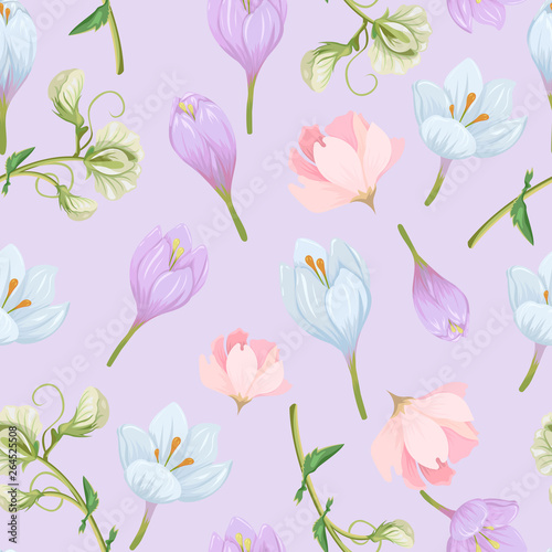 Seamless pattern with spring flowers