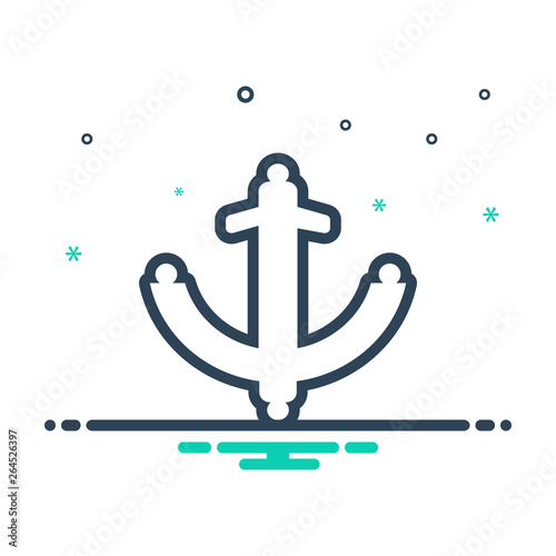 Mix line icon for anchor ios nautical