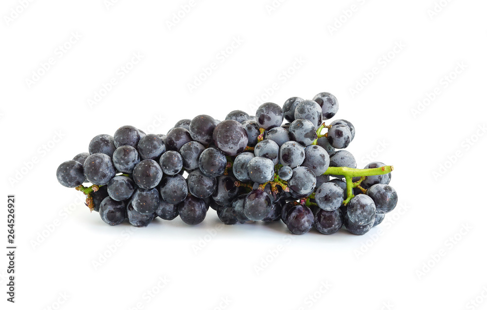 Fresh delicious black grape bunch fruit isolated on white background
