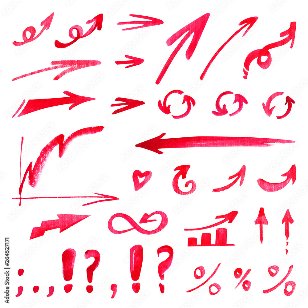 Infographics Arrows icon graphics set watercolor red Infographics Arrows icon graphics set watercolor red