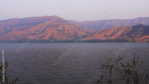 mountains and lake with beautiful view photo