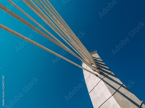 Architectural Design On A Bridge. Close detail of modern architectural design of a bridge teken from the bottom view photo