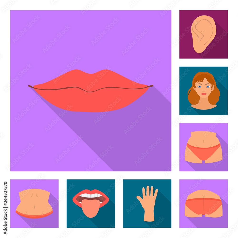 Isolated object of body and part icon. Collection of body and anatomy vector icon for stock.