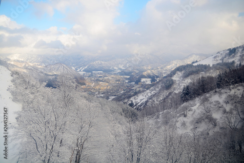 Beautiful winter scene on Cable Sky on Snow mountain at Gala Yuzawa near Tokyo  Japan