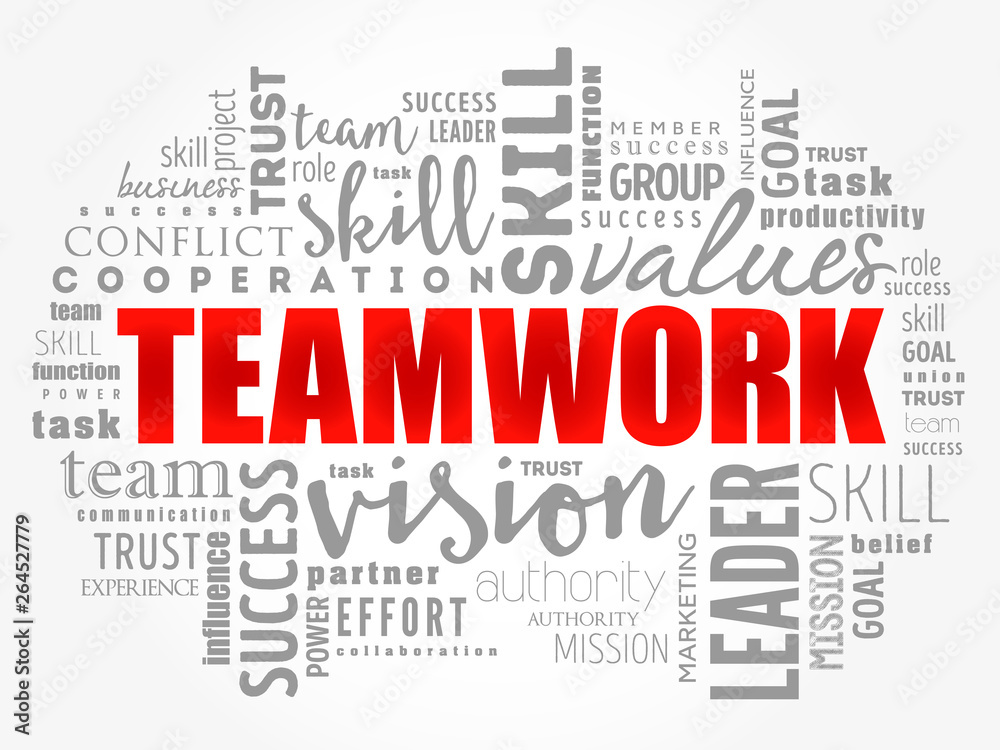 Teamwork word cloud collage, business concept background