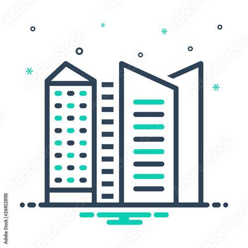 Mix line icon for buildings cityscape