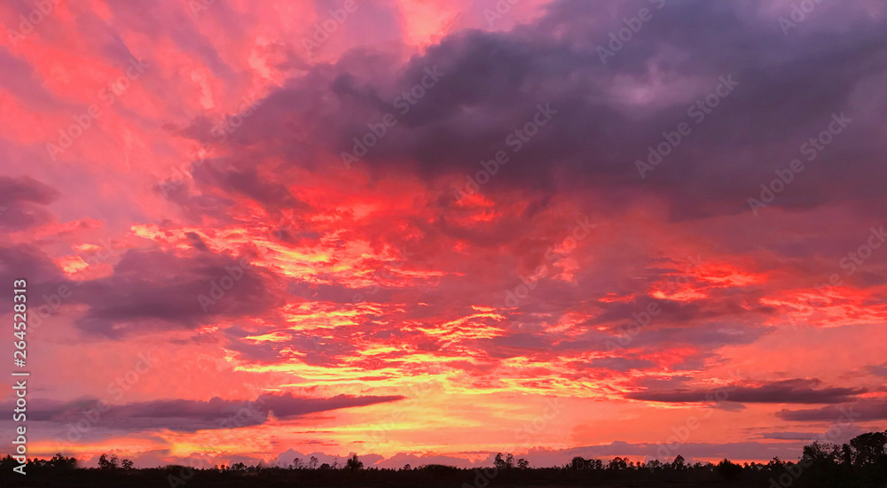 Sunset in Red and Yellow sky. Photo image