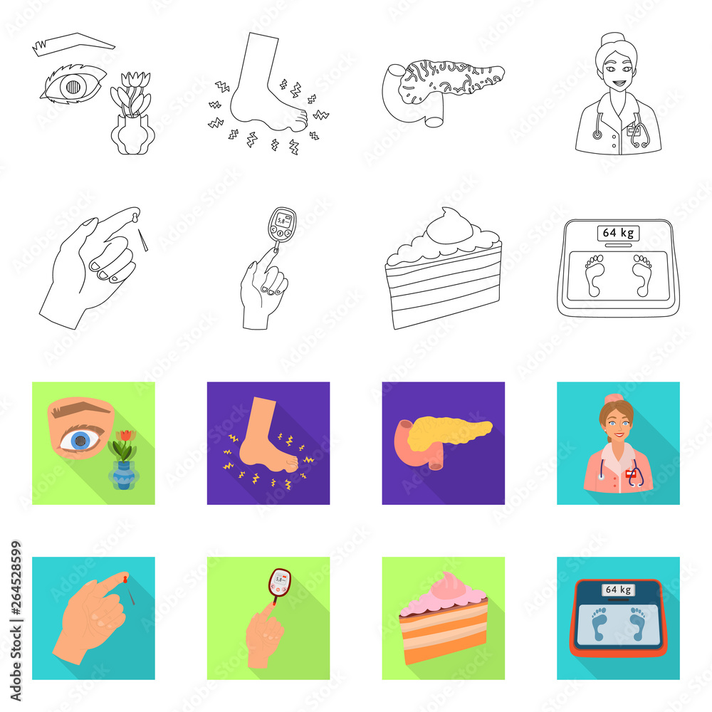 Fototapeta premium Vector illustration of diet and treatment sign. Set of diet and medicine stock symbol for web.