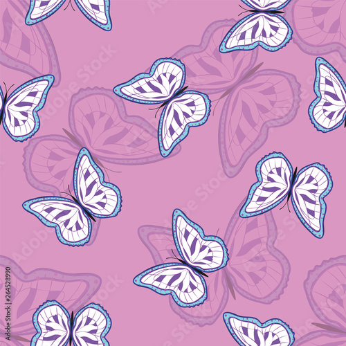 Seamless background from bright butterflies.