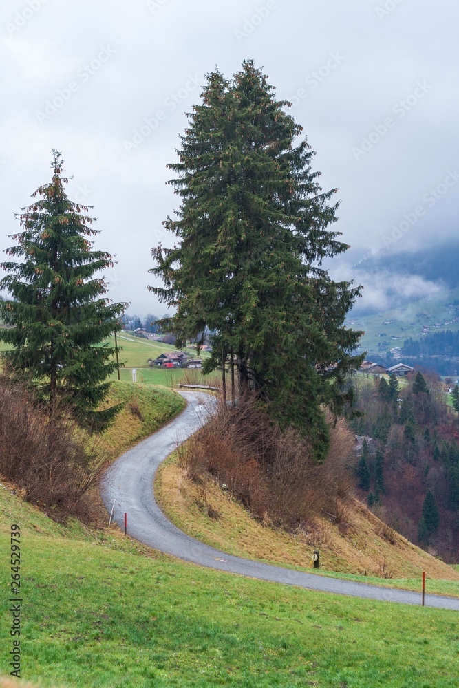 road with view of mountains in switzerland