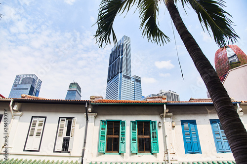 Colorful vintage houses on the streets of Singapore