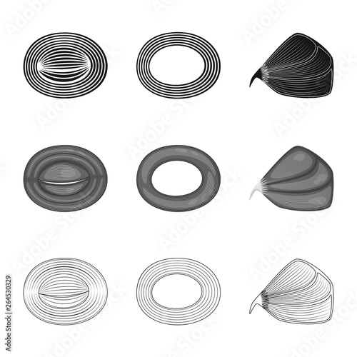 Vector illustration of fiber and muscular icon. Set of fiber and body  vector icon for stock.