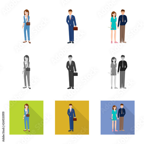 Vector illustration of character and avatar symbol. Collection of character and portrait stock symbol for web.