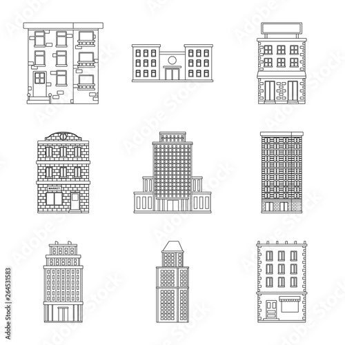 Vector illustration of architecture and exterior logo. Set of architecture and city stock vector illustration.