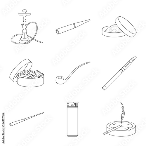 Vector illustration of health and nicotine symbol. Set of health and statistics stock vector illustration.