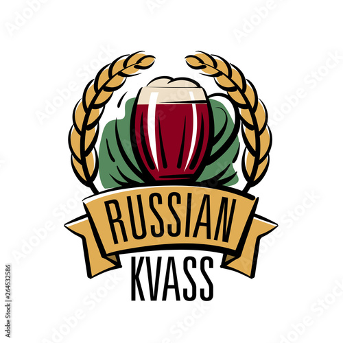 Vector illustration of a mug with Russian kvass. Isolated on white background