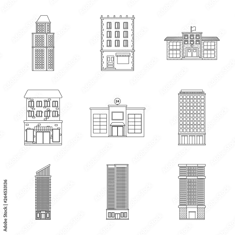 Isolated object of architecture and exterior  icon. Collection of architecture and city stock vector illustration.