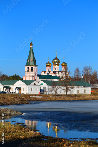 Beautiful photo of the holy monastery in Russia in spring