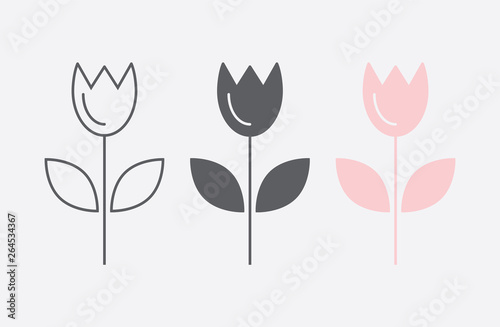 Tulip icons set in flat and...