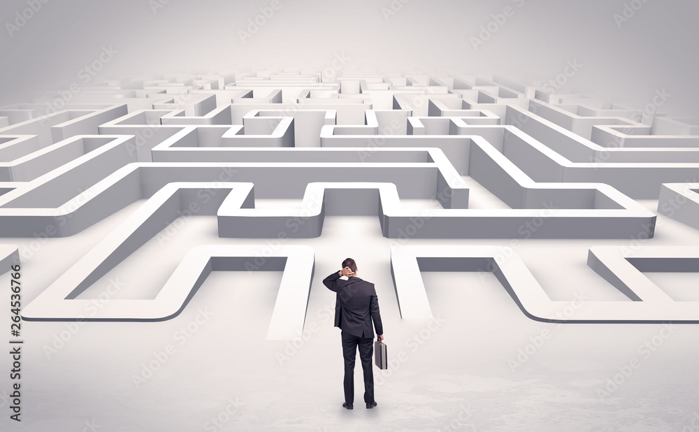 Businessman getting ready to enter a 3D flat labyrinth concept
Businessman getting ready to enter a 3D flat labyrinth concept