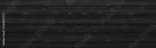 Panorama of Black wood wall texture and background