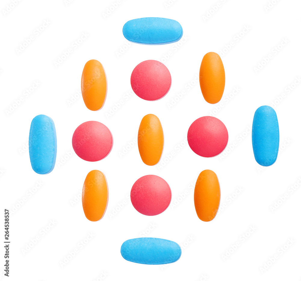 colorful pills isolated on white colorful pills isolated on white